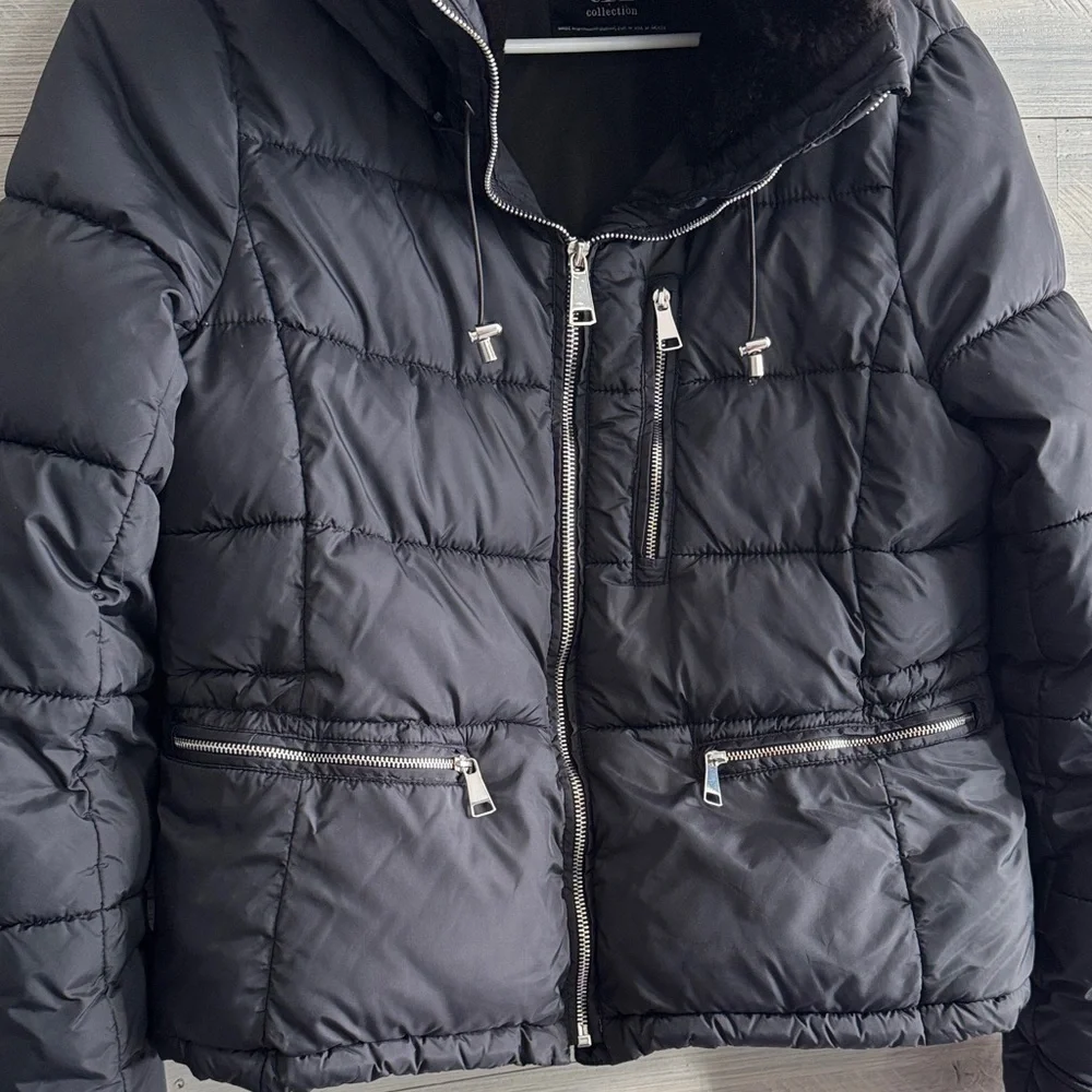 Zara Black Hooded Puffer Jacket - Picture 2 of 11